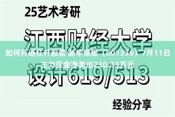 如何开通杠杆股票 新华保险（601336）7月11日主力资金净卖出230.33万元